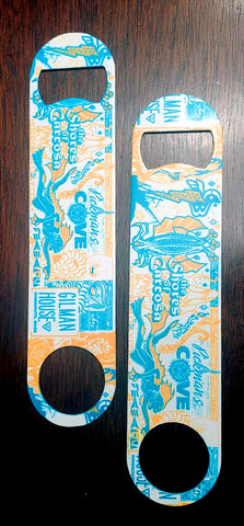 Fine art double sided printed stainless steel speed bottle opener