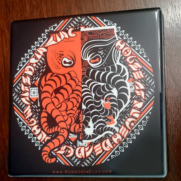 Horror In Clay 4x4 cork-backed ceramic coasters